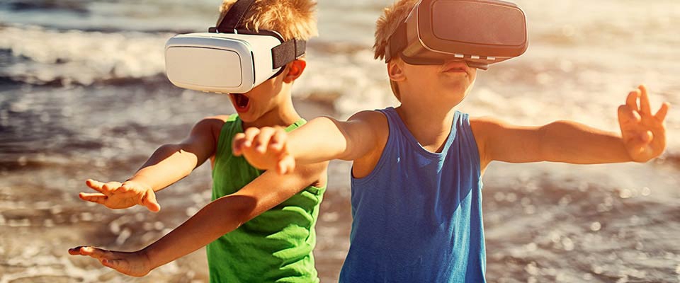 two little kids boys VR sets outdoors | Holmes Place