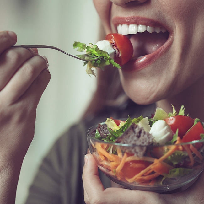 Eating salad